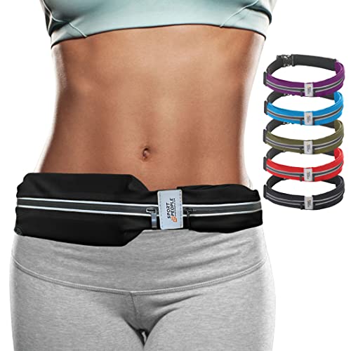 sport2people Running Belt for Men & Women,Phone Holder for Running,Reflective Running Gear,Running Fanny Pack for Women & Men,Cell Phone Holder,Running Waist Packs,Money Belt,Travel Belt (Black)